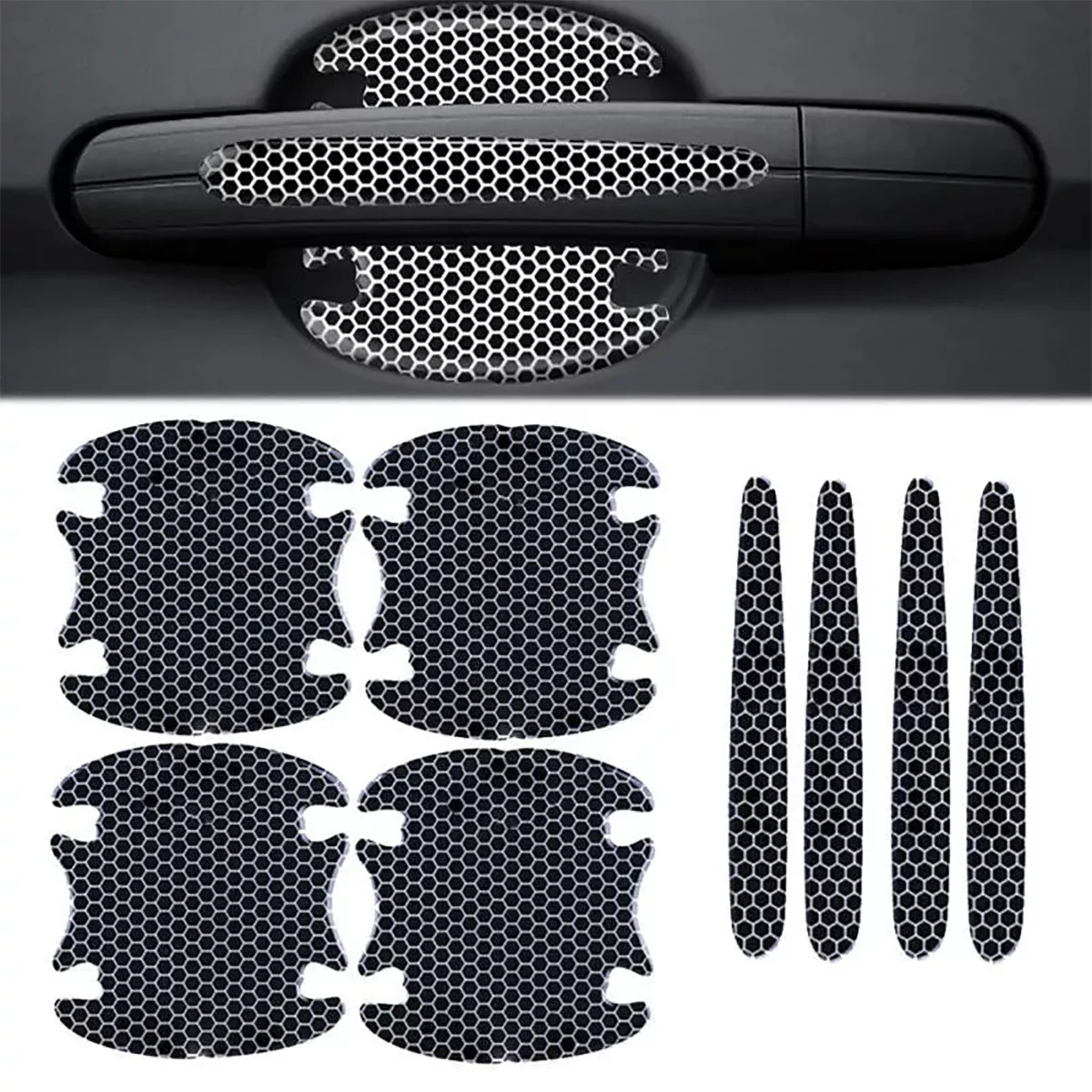 

8Pcs Car Door Bowl Anti-scratch Sticker Black Door Bowl Handle Protection Stickers Paint Surface Film Car Accessories Decals DIY