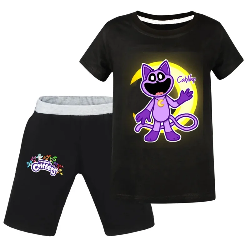 Smiling Critters Catnap Girls Boys Clothes Set Summer Kids Tshirt Pants Casual Suits 2pcs Tracksuit Outfits Children's Clothes