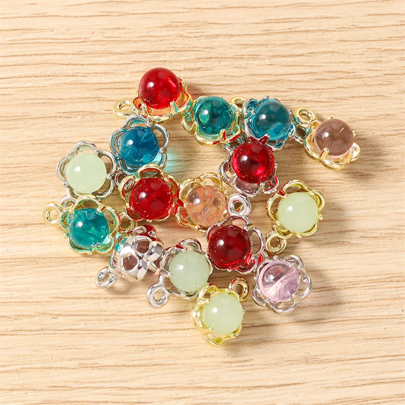 5 Stück 10x12mm Niedliche Blumen-Anhänger aus Harz und Metall zum Basteln von Ohrhängern, Halsketten, Armbändern, DIY-Handarbeiten und Schmuckzubehör – Detail 14