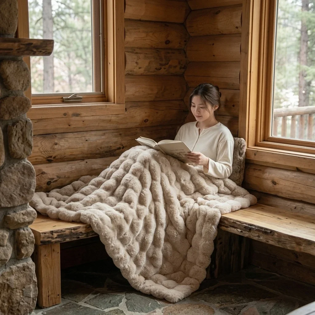 Tuscan Imitation Fur Flannel Fleece Blanket Winter Warm Cozy Soft Sofa Throw for Home Office Sleeping Bed Couch Travel