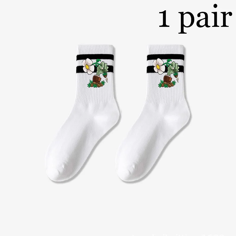 Chaussettes mi-hautes respirantes pour femmes, Plantes et Zvised, Chaussettes décontractées, Absorbant la sueur, Confortable, Solide, Document, Sports, Automne, Hiver