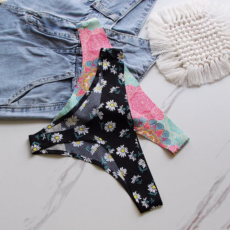 여성용 편안한 비키니 브리프, 멀티 스타일 끈 팬티, 심리스 팬티, 매일 프린트 G-스트링