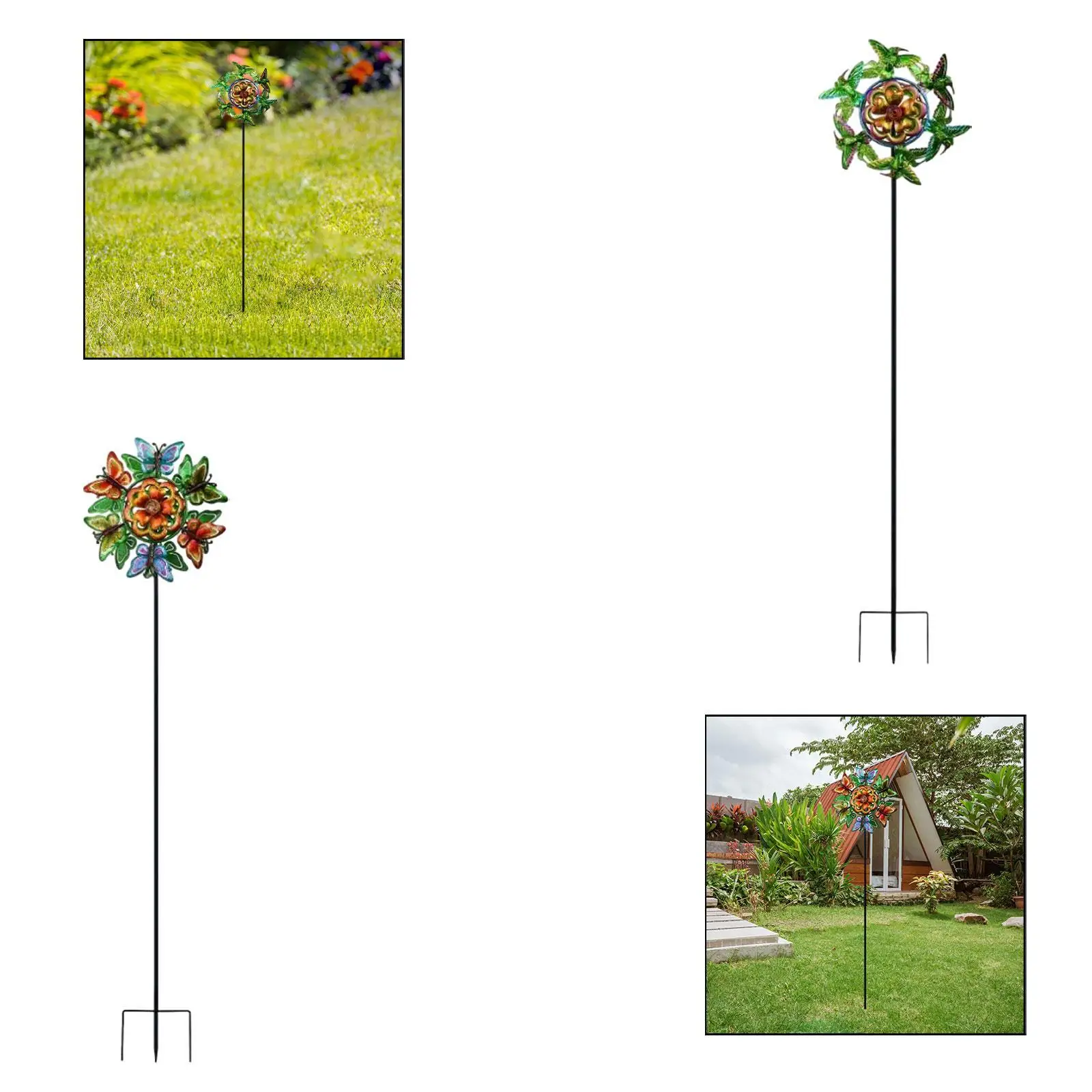 

Wind Spinners with Garden Stake Double Side Garden Yard Decoration Colorful