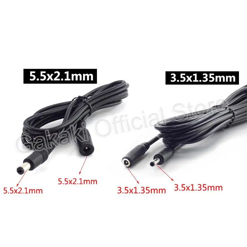 5.5x2.1mm Plug Connector 5V 2A 12V 5A 3.5x1.35mm Jack DC Female to Male Extension Cord Cable Power Supply Adapter Wire Line