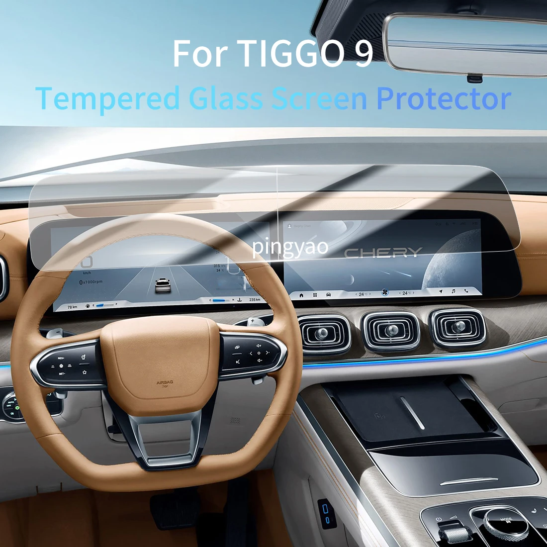 

Car Sticker Screen Protector Navigation Display Tempered Glass Protective Film Car Vehicle For 25 Chery TIGGO 9