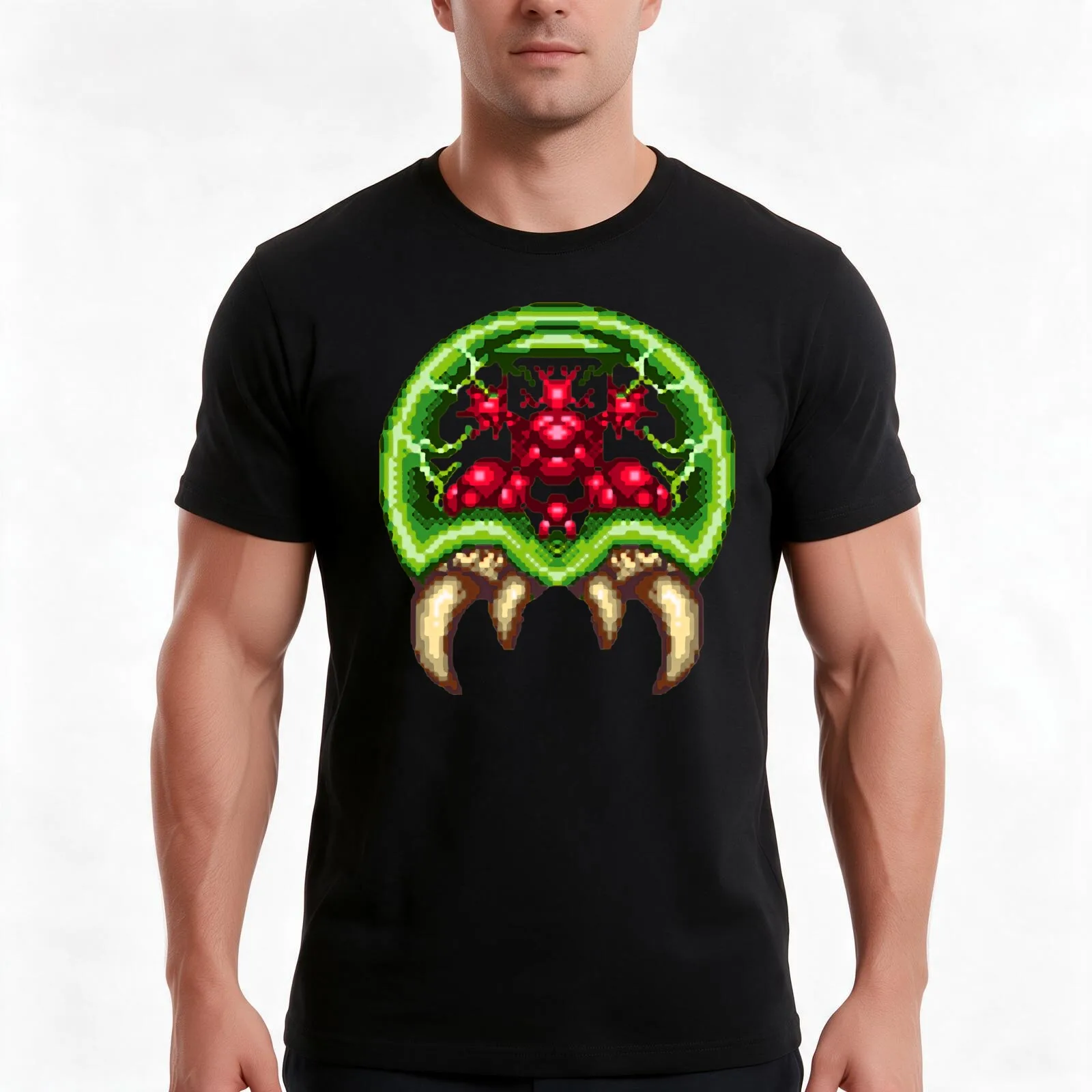 Super Metroid - Giant Metroid T-Shirt, Summer Casual Cotton Tee, Oversized Streetwear Tops, Vintage Graphic Print, 100% Cotton