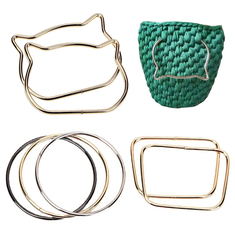 Creative Cat Ear Bag Handles Metal DIY Handbags Bags Purse Handmade Bag Accessories Round D-ring Hanging Buckle Hardware