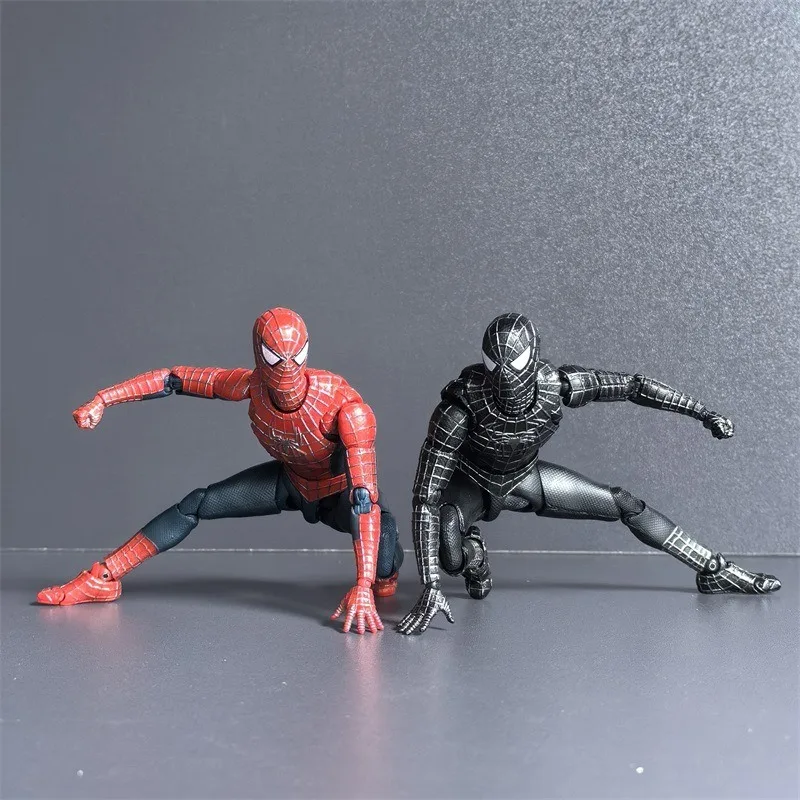 

Spider-Man Anime Black Suit Version Marvel Action Figure Movie Superhero Movable Maguire Miquel Statue Toys children Model Dolls