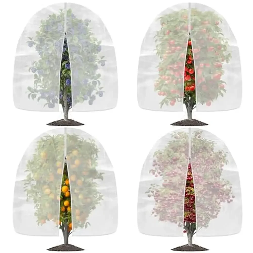 

4 Pack Blueberry Bushes Protection Netting Covers Bags with Metal Zipper & Drawstring Large Plant Fruit Barrier High Quality