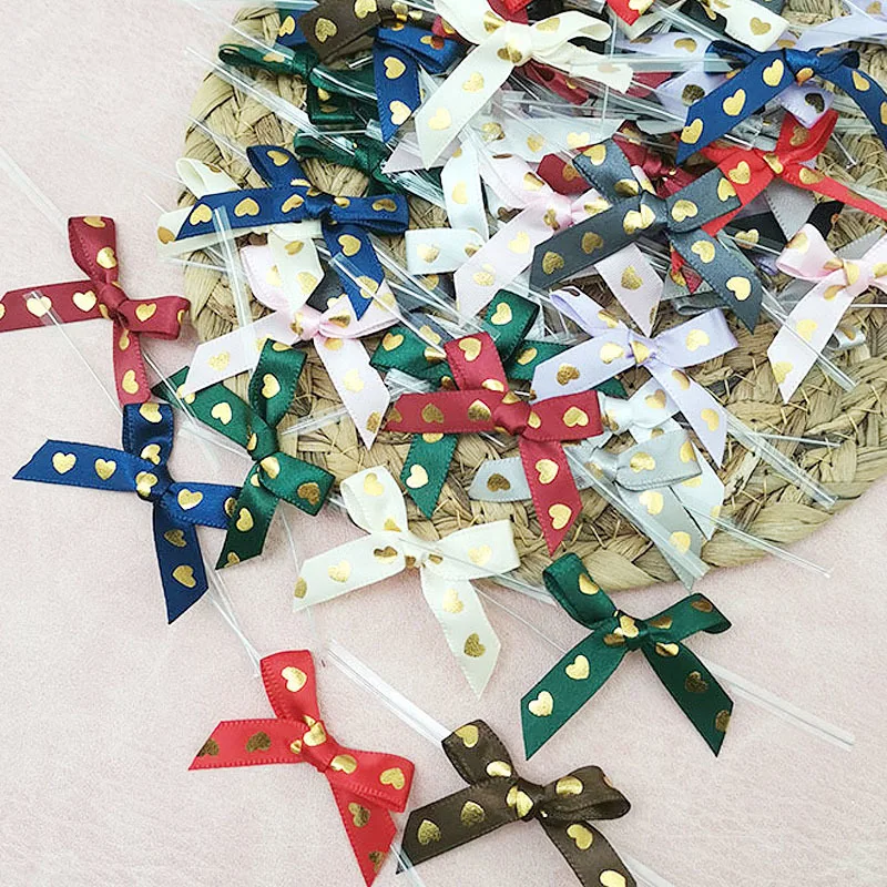 

(50pcs/pack)45mm Gold Plated Heart Ribbon Bow Girls Hair Clips Making Holiday Gift Boxes Decorating Handmade DIY Home Decoration