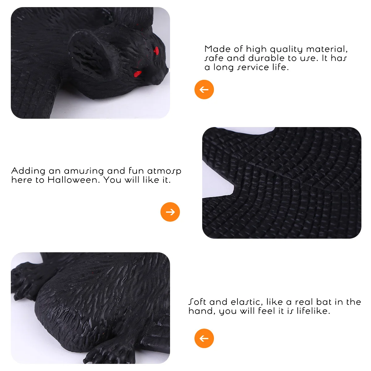 

5pcs Bat Ornament Halloween Decorations Hanging Scary Bats Party Home Outdoor Decoration Lifelike Soft Elastic Festive
