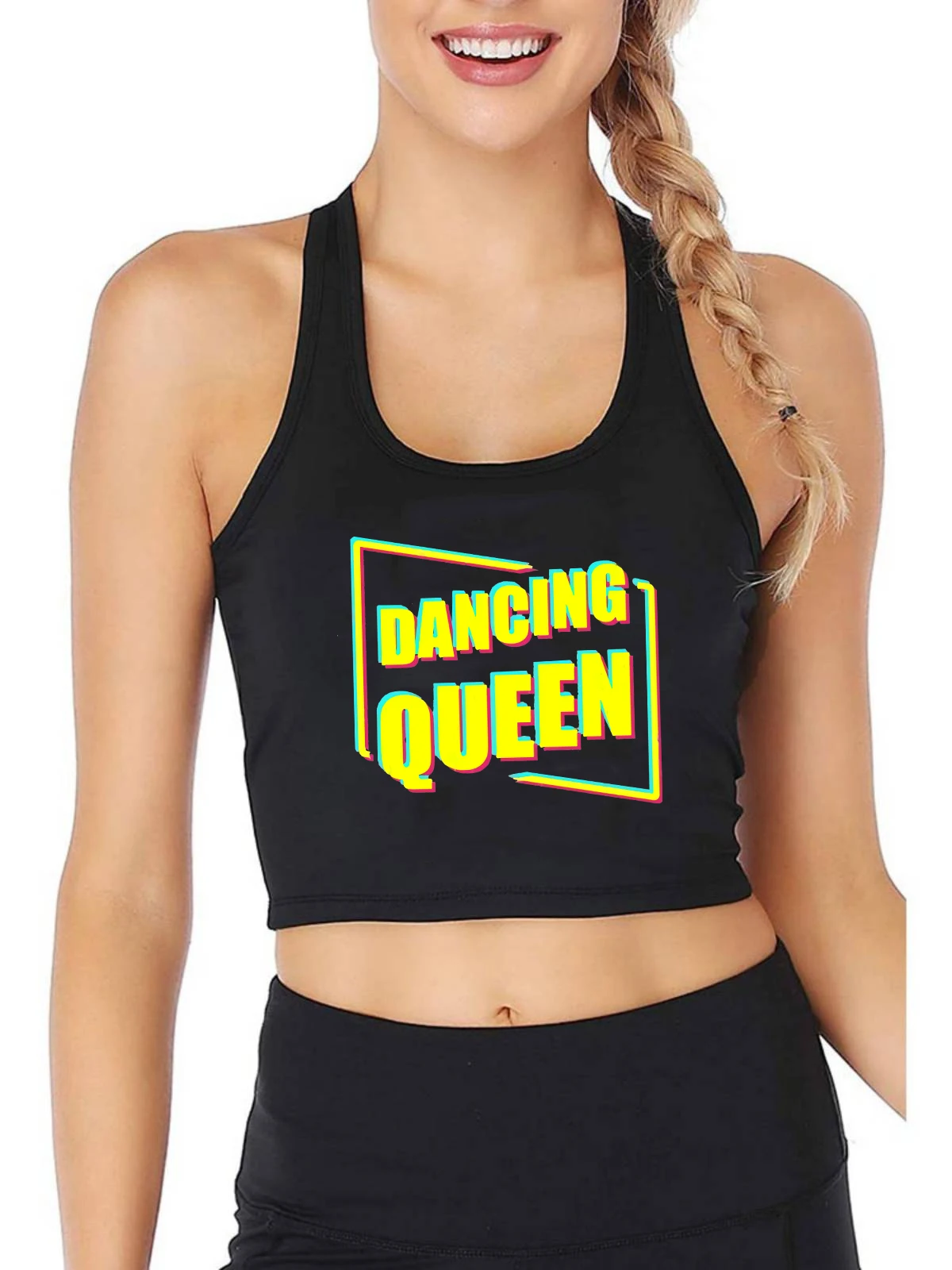 

Dancing Queen Steam Design Sexy Breathable Slim Fit Crop Top Dancer Personality Customizable Tank Tops Gym Fitness Camisole