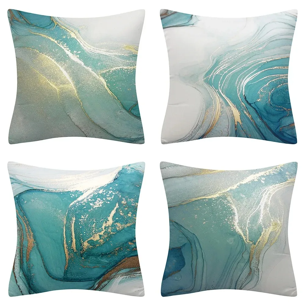 Turquoise Decorative Cushion Cover Abstract Art Striped Pillow Cover Sofa Bedroom Car Throw Pillow