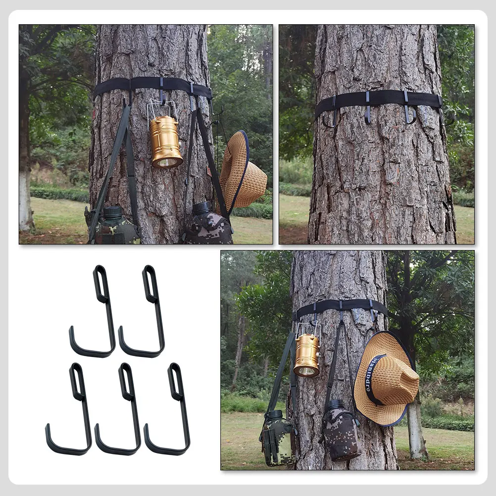 

5pcs Tree Stand Hooks Heavy Duty Large Black Wear Resistant Hanging Accessories Bow Backpack Tree