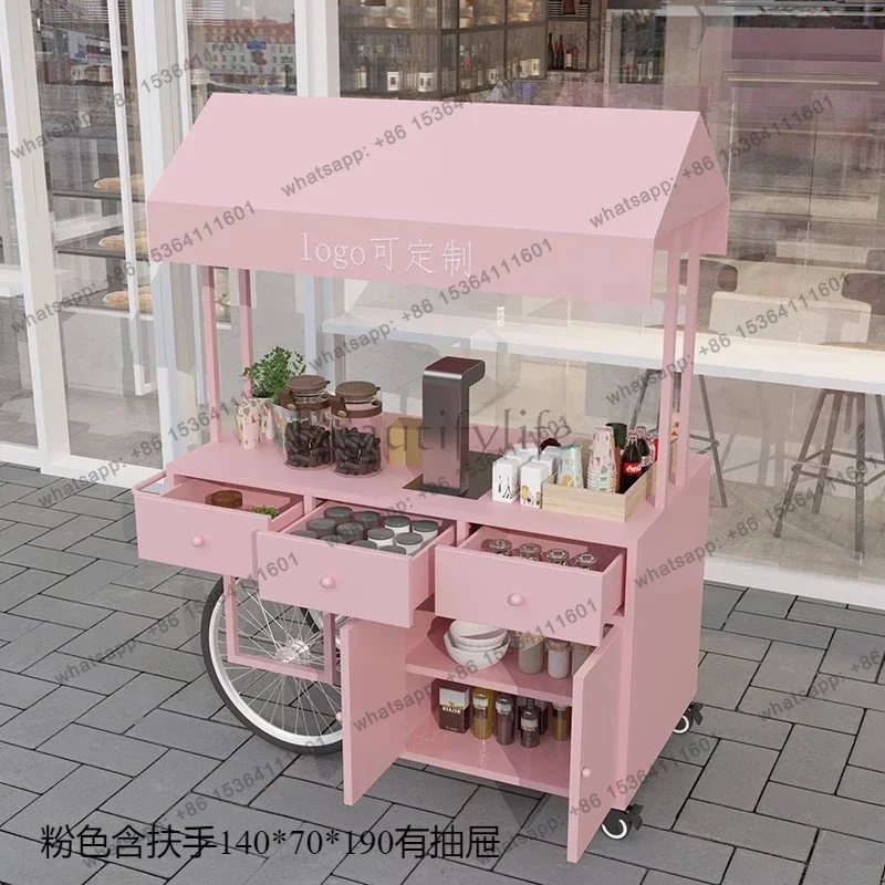FG TC-25  creative wrought iron float floor cart stall cart display promotional table mobile truck snacks, stall cart