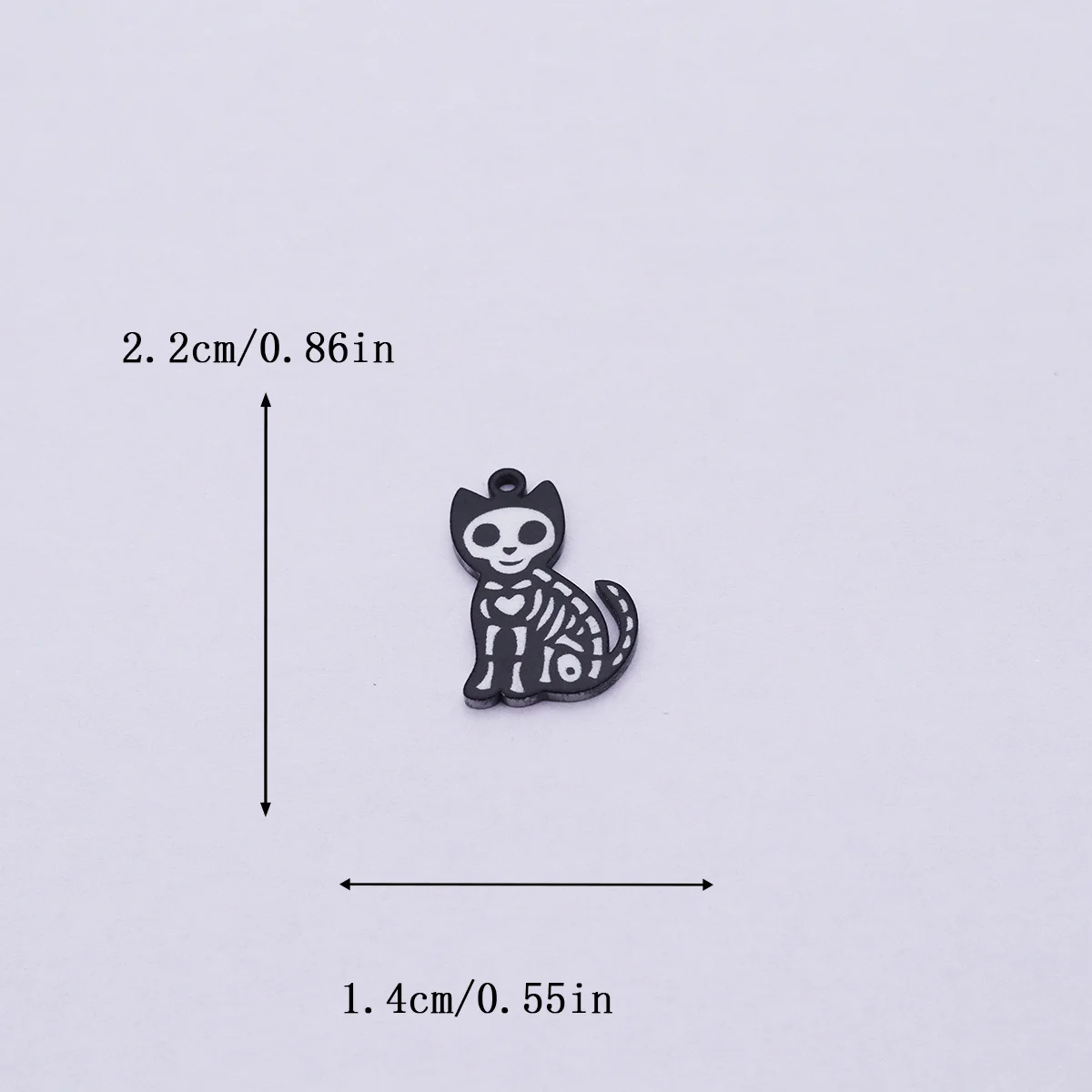 2 pçs na moda preto horror crânio esqueleto gato halloween diy acessórios pingente de aço inoxidável encantos para fazer jóias supplie