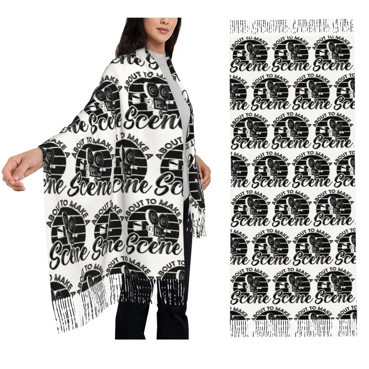 

About To Make A Filmmaking Camera Filmmaker Scarf Tassel Scarves for Women Warm Shawls and Wraps Long Fall Winter Shawl Wrap