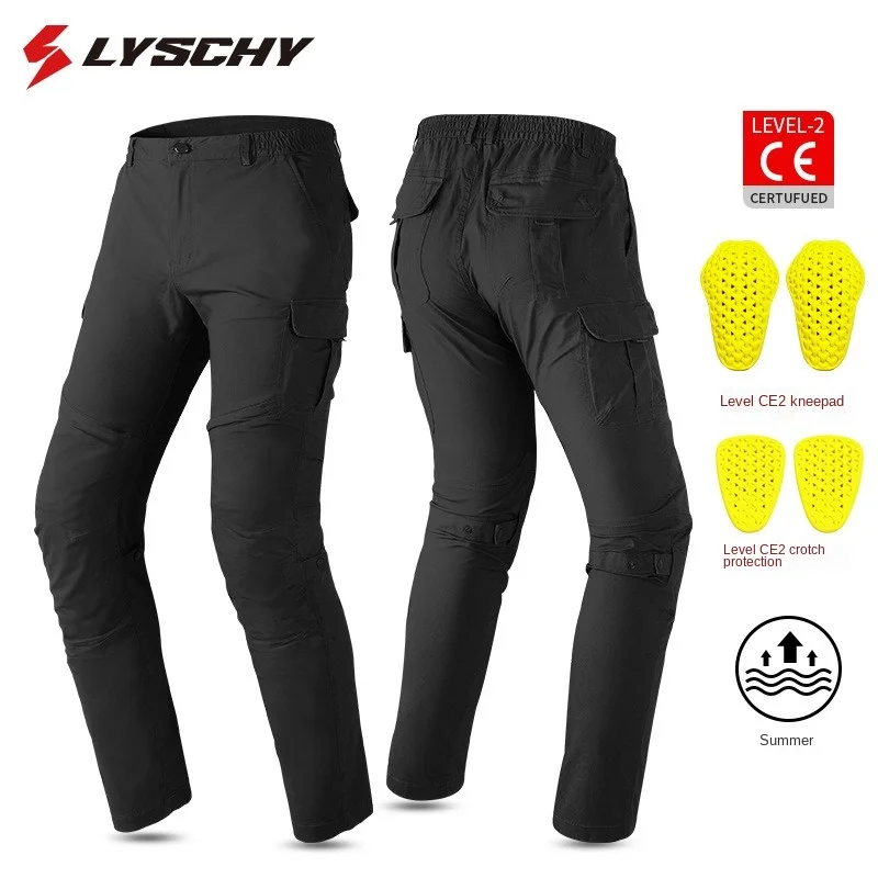 LYSCHY Motorcycle Pants Men's Summer Breathable Wear-resistant Anti-drop Casual Slim Motorcycle Riding Pants Four Seasons