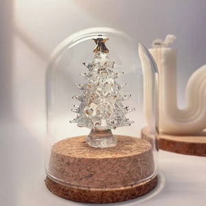 Glass -based wood base container, table display, transparent glass lid, dried flower ornaments, craft dust bell, terrarium vessel 8 Main Sales Glass Copula - №6