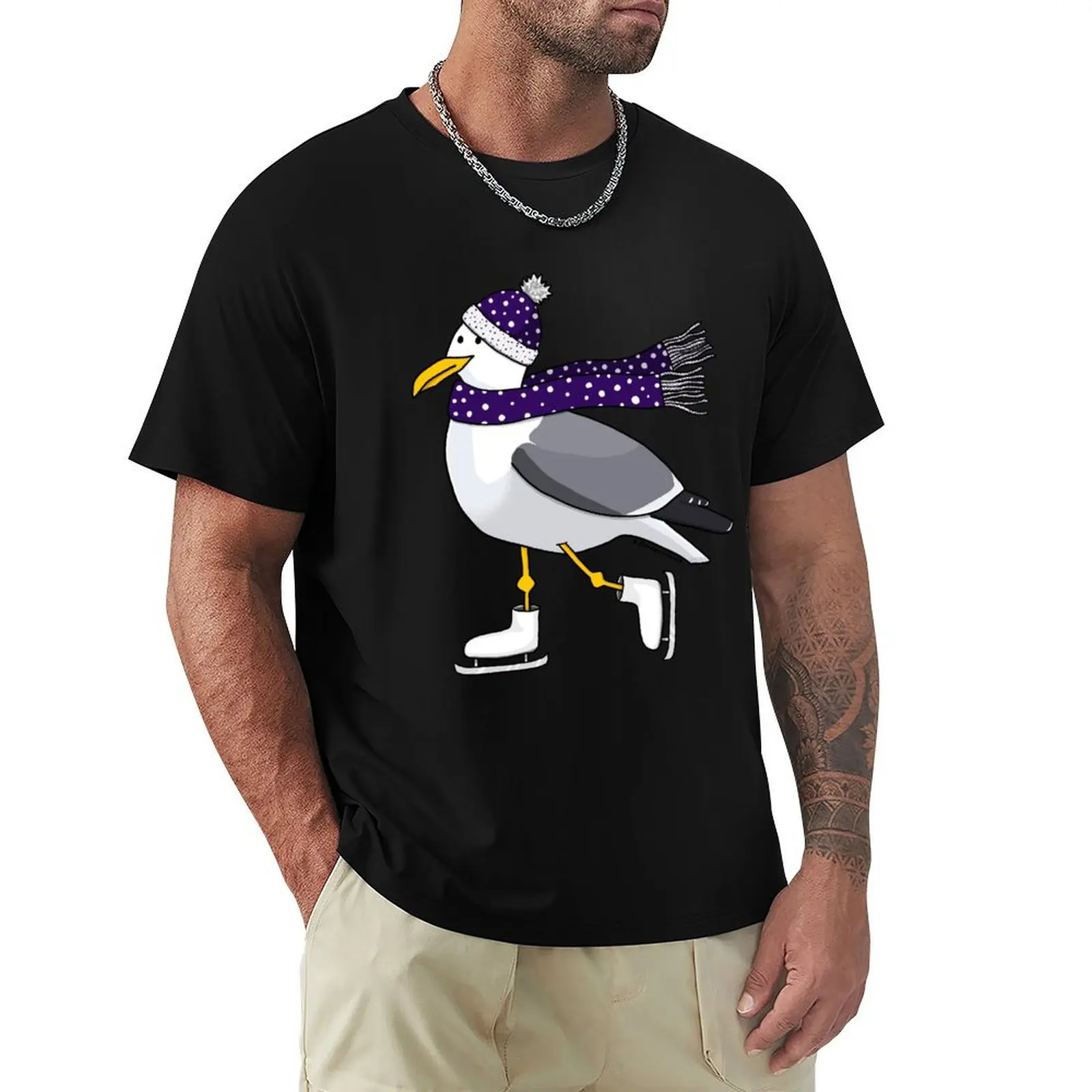 

Ice skating Christmas Seagull T-Shirt plus sizes clothes summer tops tshirts for men
