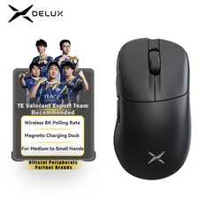 Delux-Souris de jeu ergonomique sans fil M500PRO, légère, chargement RVB, S6, 8K PER ing Rate, TTC, impression dorée pour PC Gamer