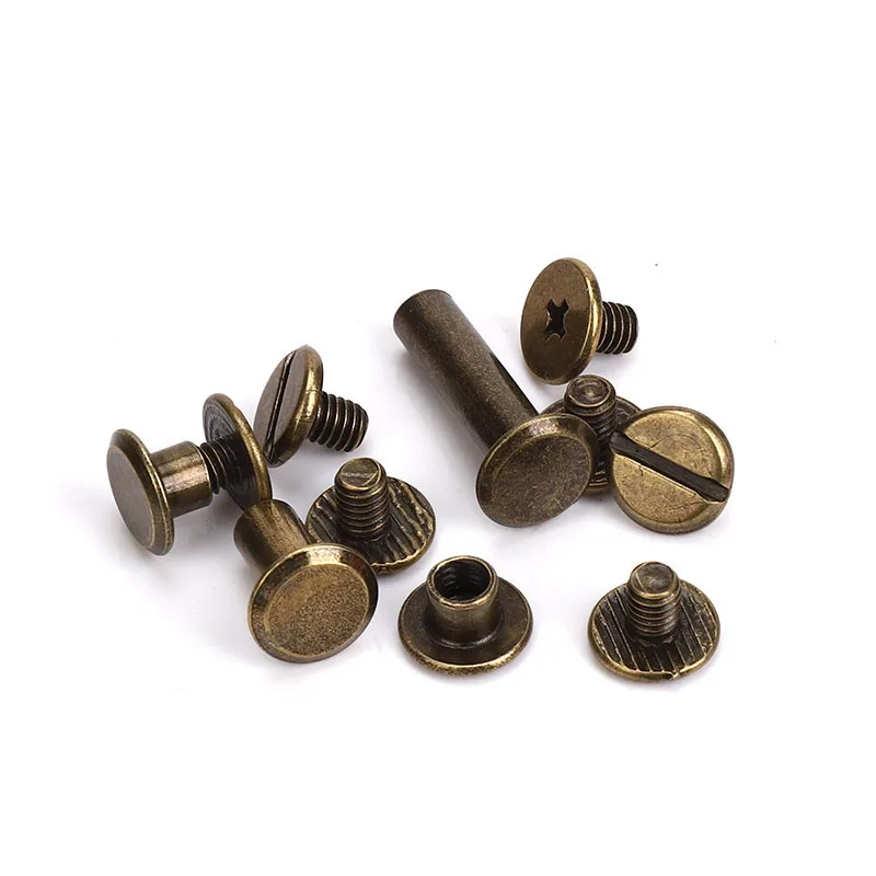 10pcs Metal Bronze Binding Chicago Screws Nails Long Studs Rivets Leather Craft Hardware Accessories Rod length 4~95mm