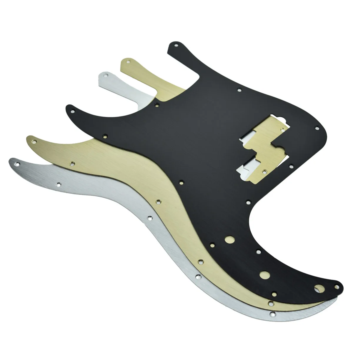 KAISH 13-Hole Metal Aluminium Anodized Precision Lefty P Bass Modern Style Standard Pickguard Fits American Fender P Bass Silver