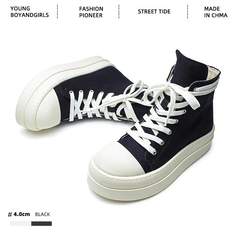 

Высокие туфли, мужские туфли на платформе, черные парусиновые дышащие универсальные туфли для женщин