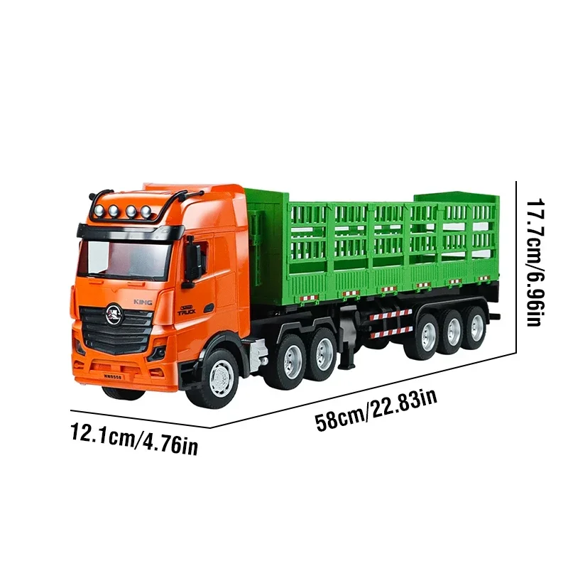 1:18 RC Transporter High Hurdle Truck 9CH Semi Trailer With Sound Light  Remote Control Rotation Engineering Vehicle Kids Toys