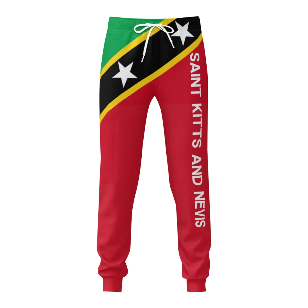 Mens Sweatpants Saint Kitts and Nevis Flag Pants with Pockets Joggers Soccer Football Multifunction Sports Sweat With Drawstring