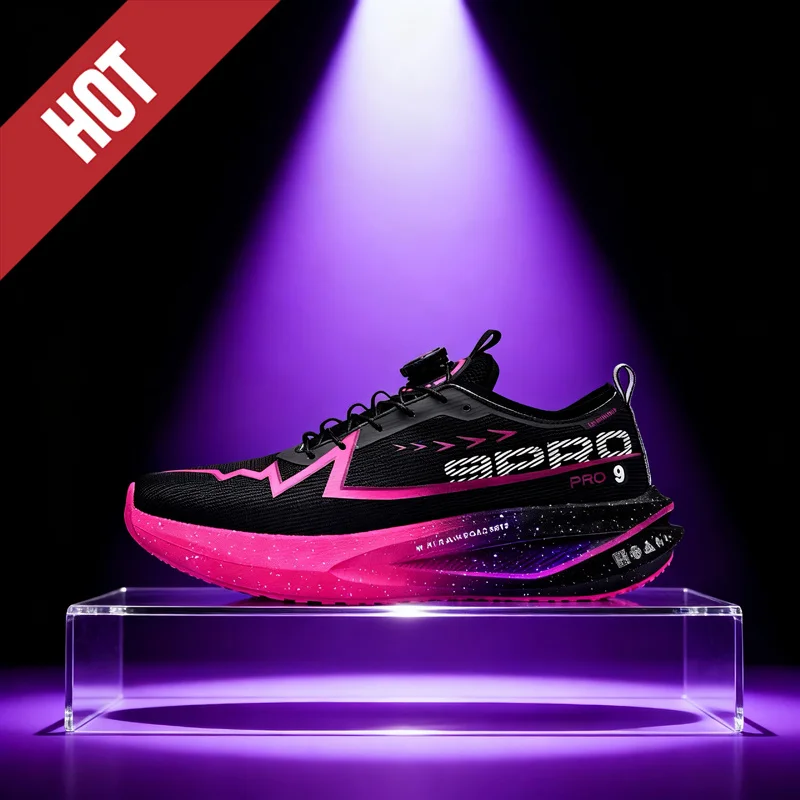 

Флуоресцентные кроссовки с карбоновой подошвой для марафона, мужские спортивные дышащие легкие женские удобные нескользящие кроссовки