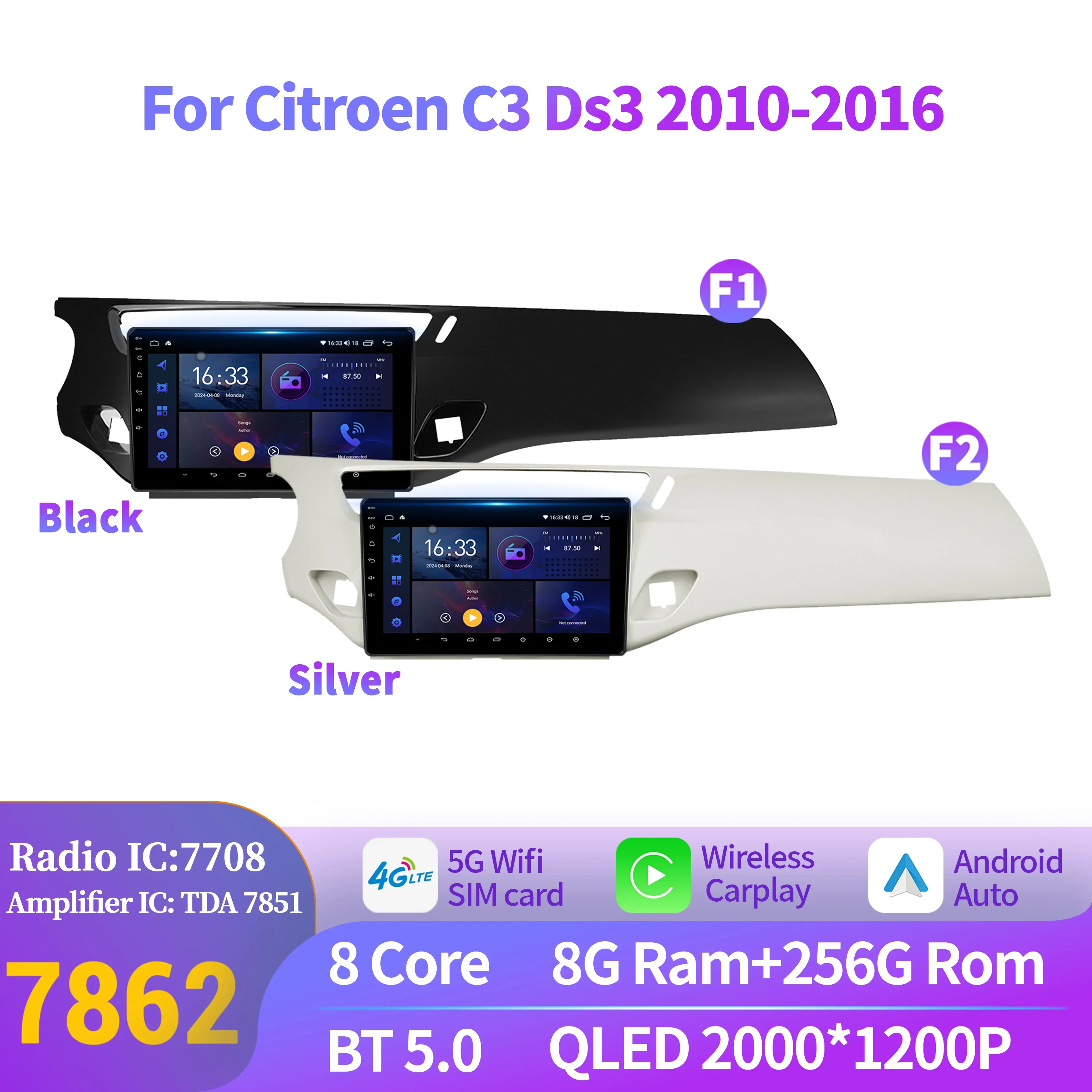 

Android 14 For Citroen C3 Ds3 2010-2016 Car Radio Stereo Unit Navigation Wifi car player android 14 auto 2K QLED Screen