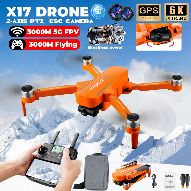 JJRC 2024 X17 GPS Professional Drone 6K Dual Camera 2-axle Head FPV Aerial Photography 5G Wifi Brushless Folding Helicopter Toys