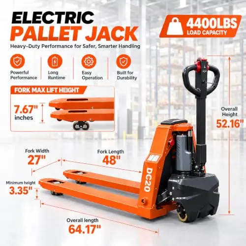 2 UNITS / 3 UNITS - Full Electric Pallet Jack 4400 lbs, 48V 20Ah Lithium Pallet Truck 6-Hour Working Time 48