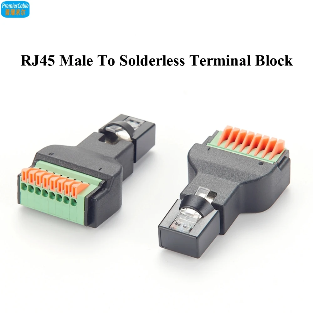 

RJ45 8P8C Quick Spring Terminal Block Crimp RJ45 Ethernet Male to 8Pin Solderless Adapter for PIKA CT301 Current Transformer