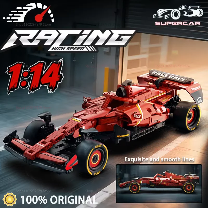 

Новинка 2023 года, масштаб 1:14, технические красные, синие строительные спортивные гоночные автомобильные блоки, забавные кирпичи, рождественские подарки на день рождения для мальчиков, игрушки