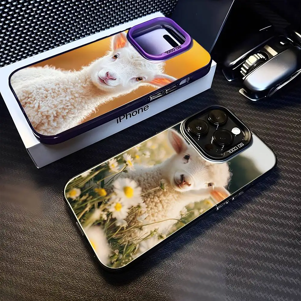 

Cute Little Lamb Angel Sheep Phone Case For iPhone17,16,15,14,13,12,11 Plus,Pro Max Purple Matte Shockproof Cover