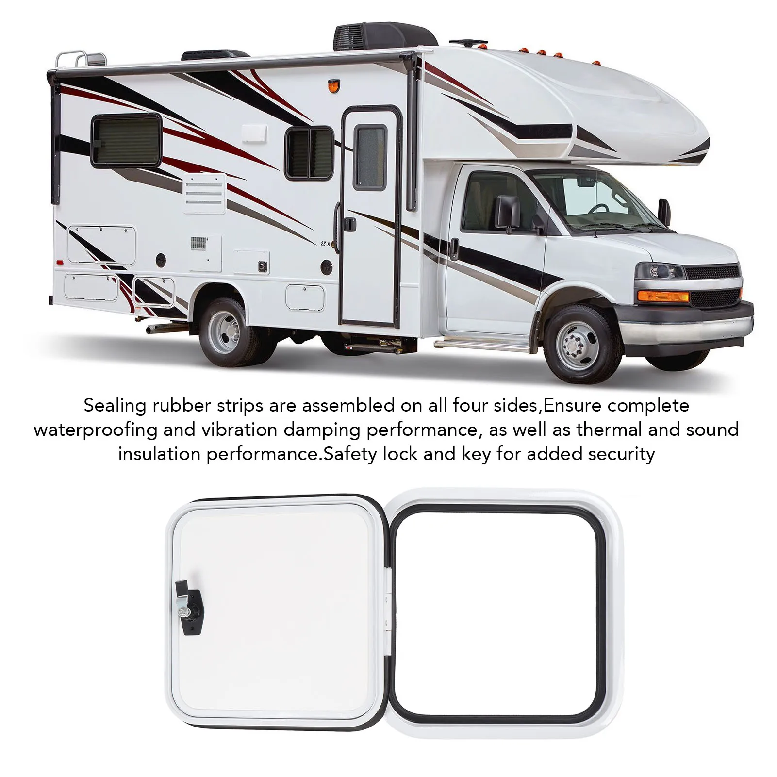 

RV Compartment Door 16 X 16in Aluminum Alloy Rounded Corner Baggage Cargo Compartment Access Door for Motorhome Campervan