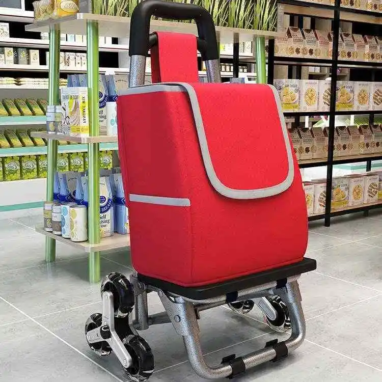 ポータブルショッピングカート小型牽引車階段登り手引き折りたたみ式ステンレス鋼ショッピングカート家庭用
