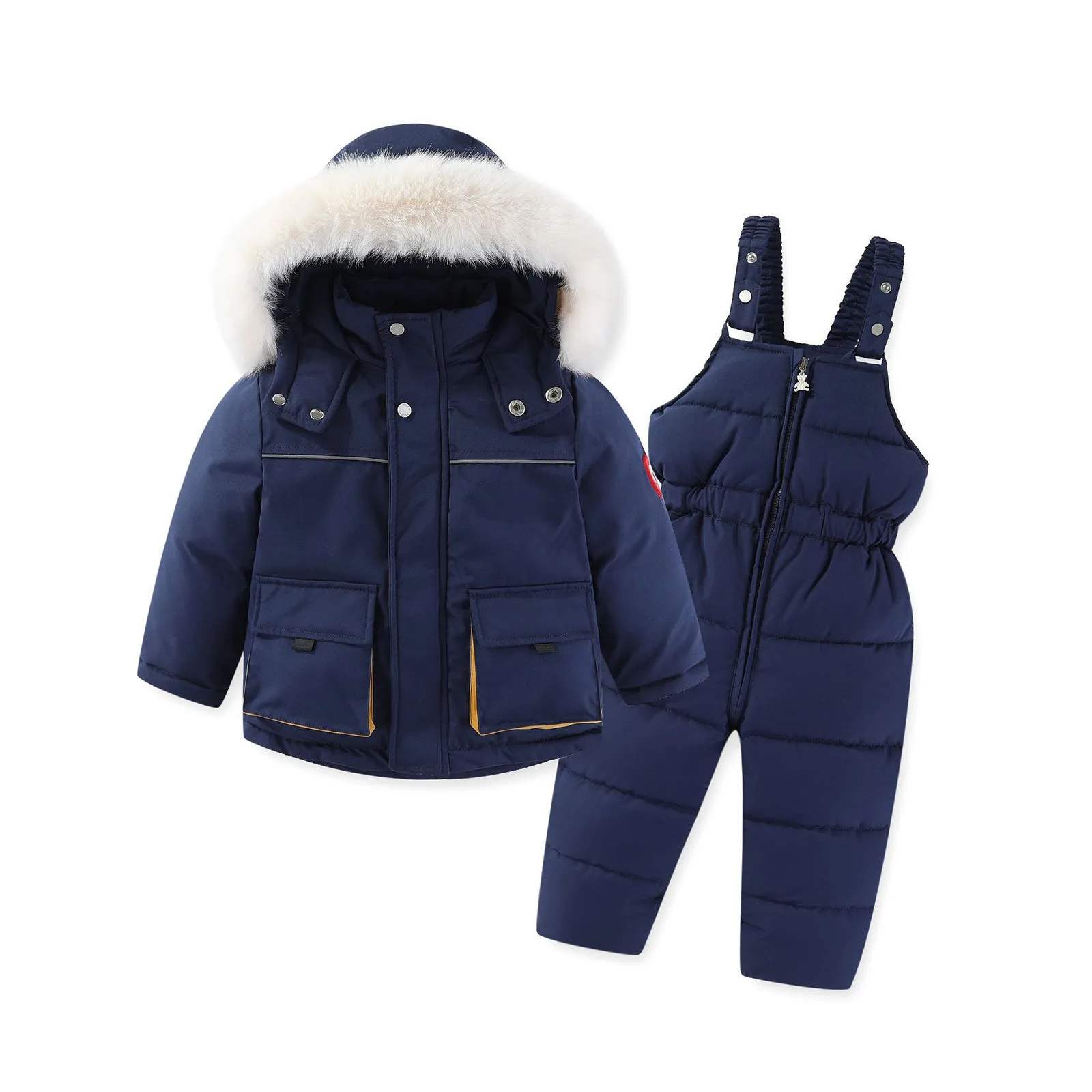 2024 High Quality Children's Ski Wear 2 Piece Sets of Windproof Snow Jacket Pants -30C Thick Warm Cotton-padded Clothing Suit