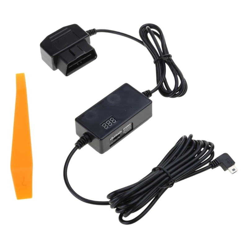 ADWE OBD Power Cable for  Dashing Camera OBD to USB C/USB Adapter 12-24V to 5V 3A OBD Connector Cable 24 Hours Monitoring