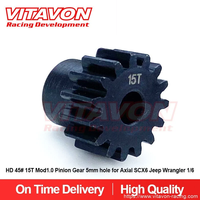 VITAVON Pinion Gear Mod 1.0 Bore 5mm15T HD 45# for Axial SCX6 Arrma 6S Sledge