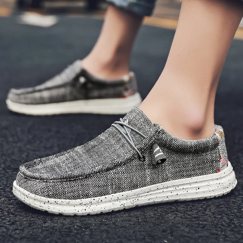 Sepatu kanvas Denim kasual pria ukuran besar sepatu vulkanisir sepatu Sneakers pria bersirkulasi Sneakers gaya desainer mode mewah