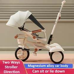 Lightweight Baby Stroller Sit & Lie Kids Tricycle with Push Handle Large Canopy Foldable Two-way Strolling Cart High Landscape