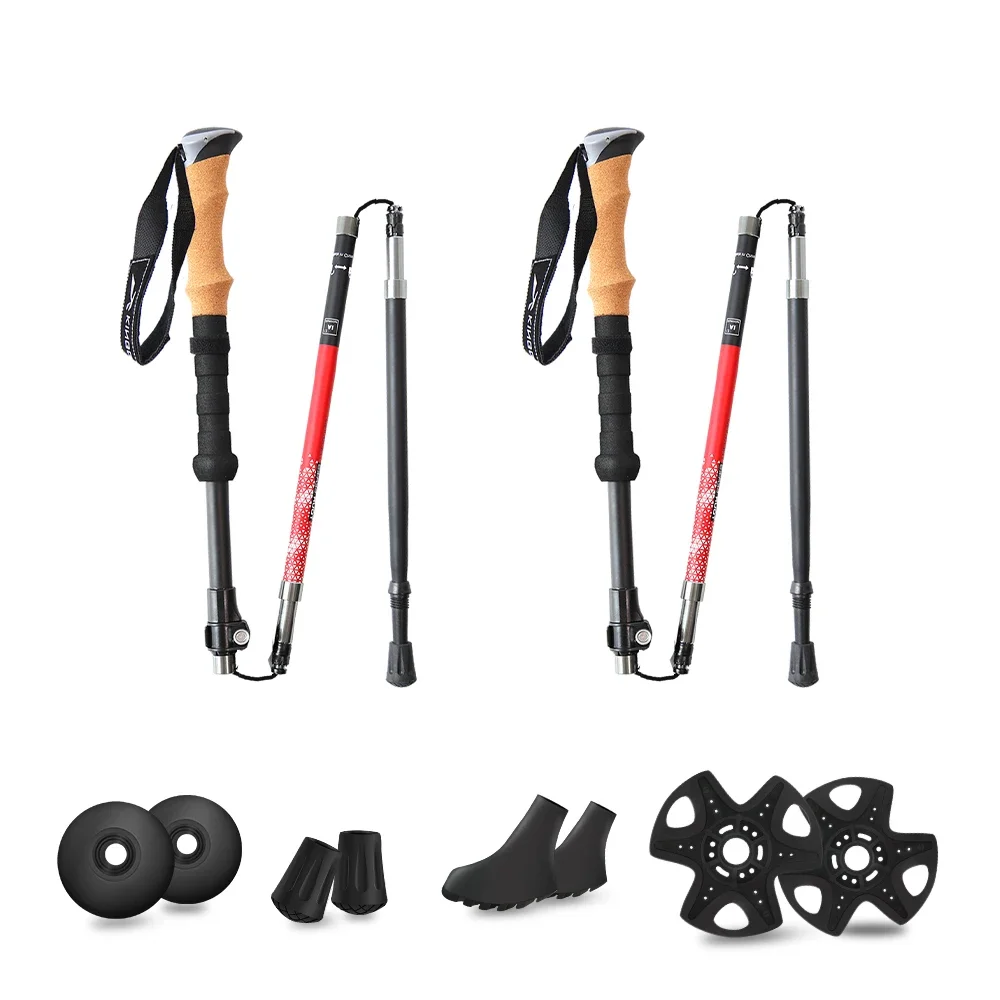 

Outdoor Adjustable 4-section Folding Lightweight Trekking Poles 7075 Aluminium Hiking Pole Walking Stick Cane