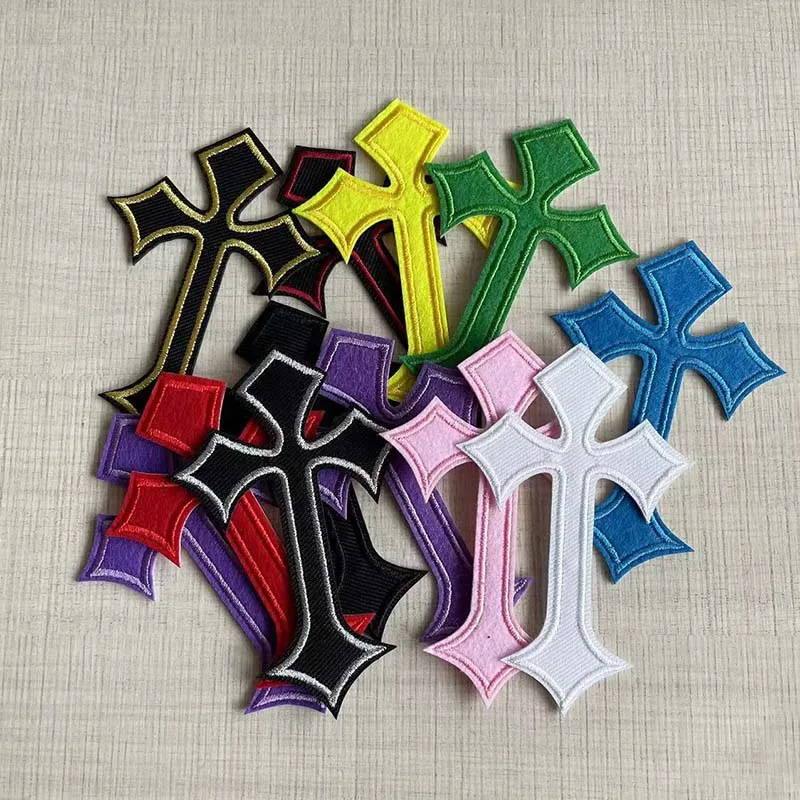 5PCS,11PCS,Colorful Cross Badges Patch,Clothes Stickers Fabric Applique Embroidery Iron On Patches Sewing Supplies For Clothing