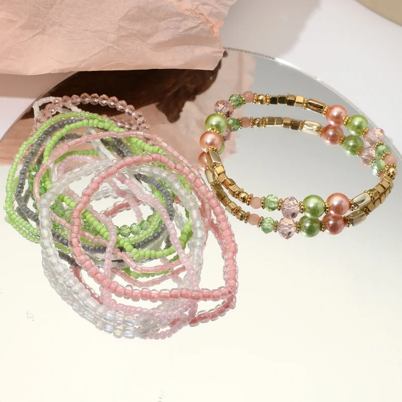 Bohemian Handmade Beads Bracelets for Women Fashion Summer Colorful Beaded Bracelets Set Jewelry Gifts