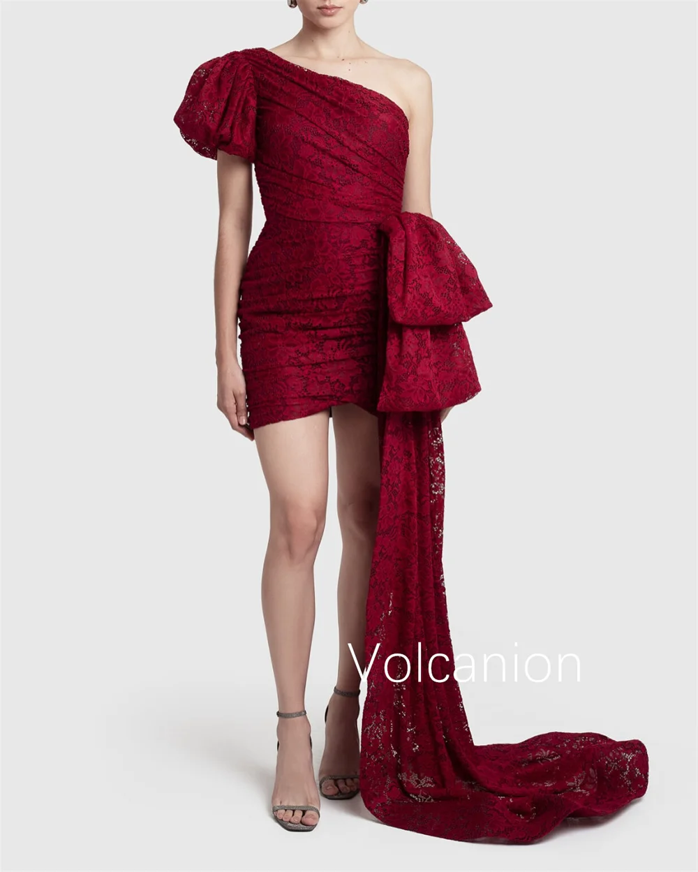 Customized Lace Pleat Sheath One-shoulder Mini Dresses Bespoke Occasion Party Cocktail Fashion Formal High Quality