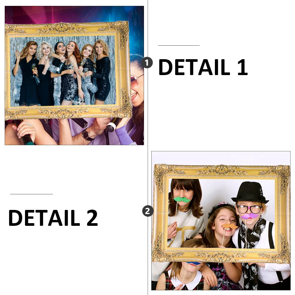 

5pcs Golden Photo Frame Props Round Paper Craft Picture Frames for Wedding Party Photobooth DIY Photography Accessory Classic