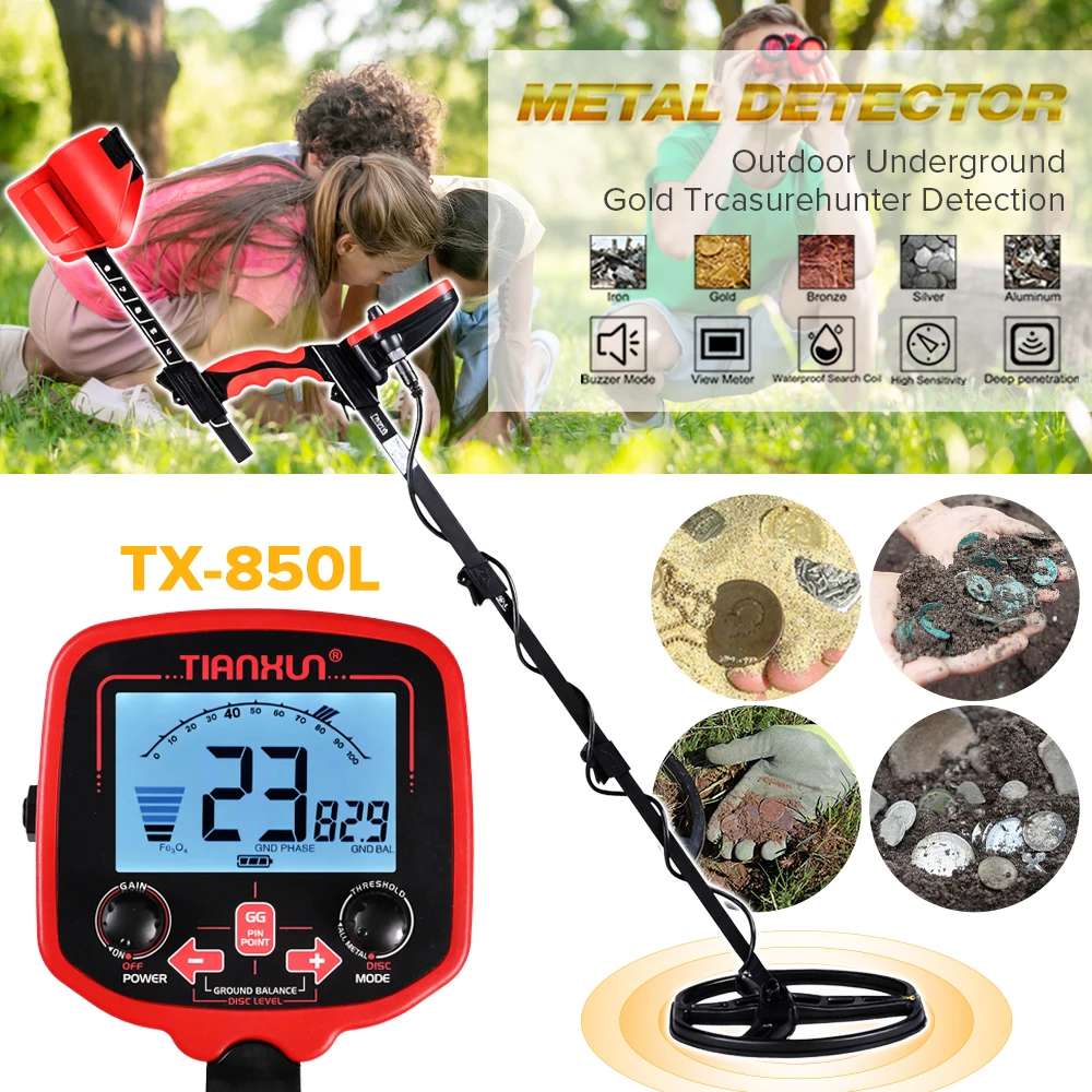 Treasure Hunter TX-850L 11inch Coil Metal Detector Professional Underground Waterproof Gold Detector Pinpointer High Sensitive